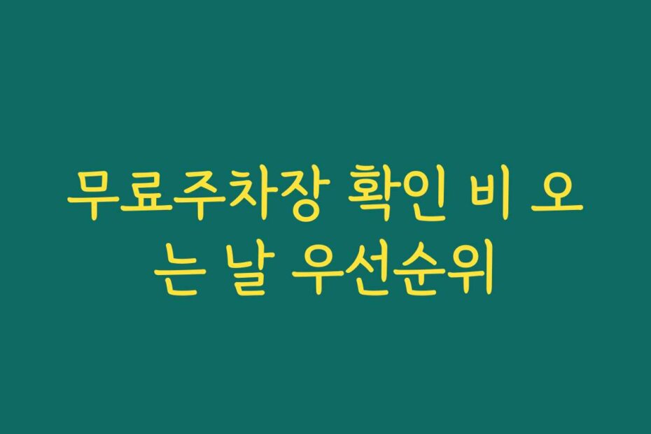 무료주차장 확인 비 오는 날 우선순위