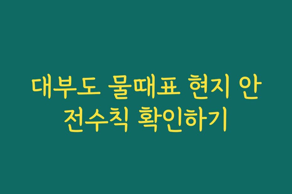 대부도 물때표 현지 안전수칙 확인하기
