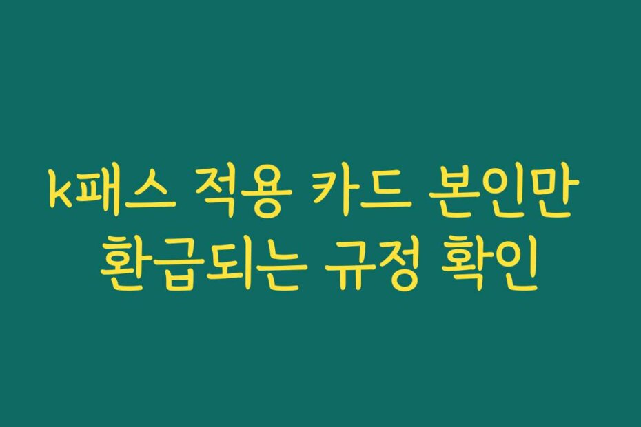k패스 적용 카드 본인만 환급되는 규정 확인