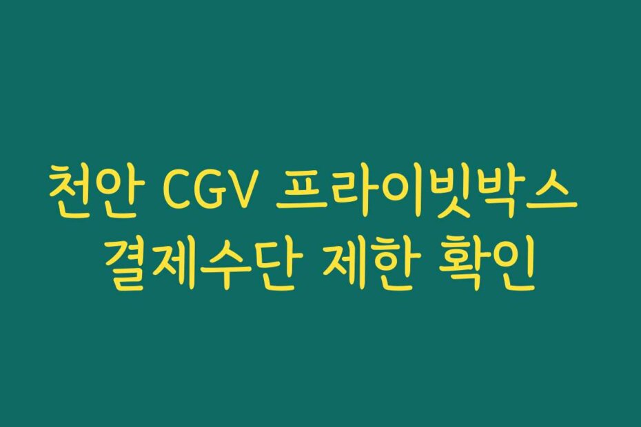 천안 CGV 프라이빗박스 결제수단 제한 확인