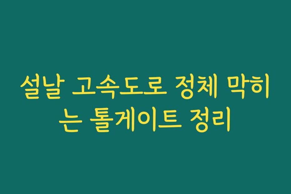 설날 고속도로 정체 막히는 톨게이트 정리