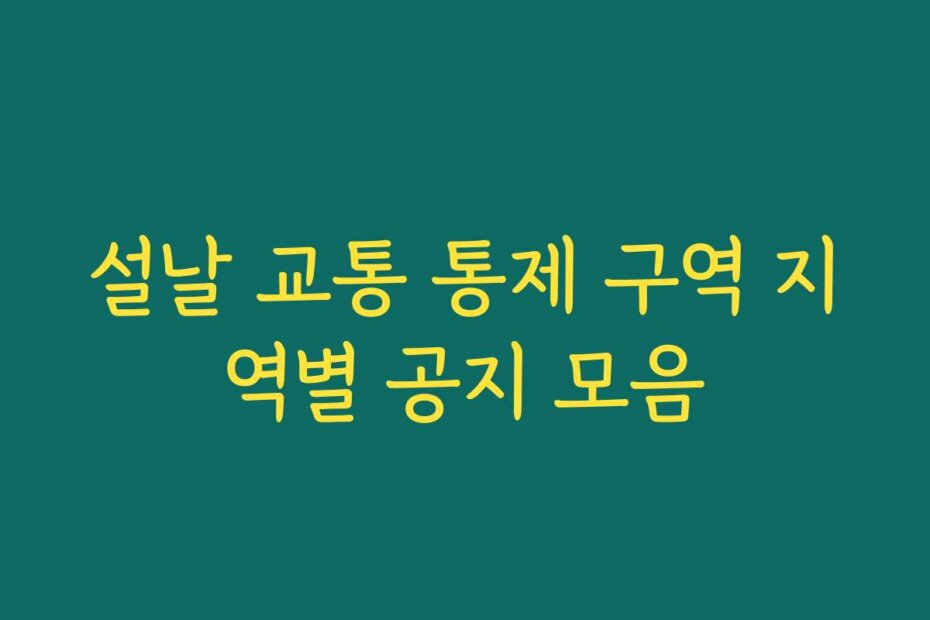 설날 교통 통제 구역 지역별 공지 모음