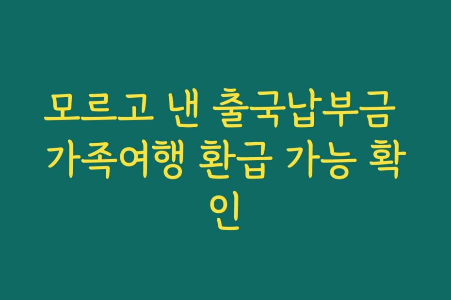 모르고 낸 출국납부금 가족여행 환급 가능 확인