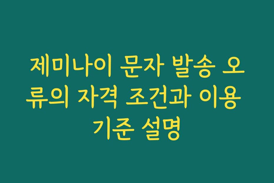 제미나이 문자 발송 오류의 자격 조건과 이용 기준 설명
