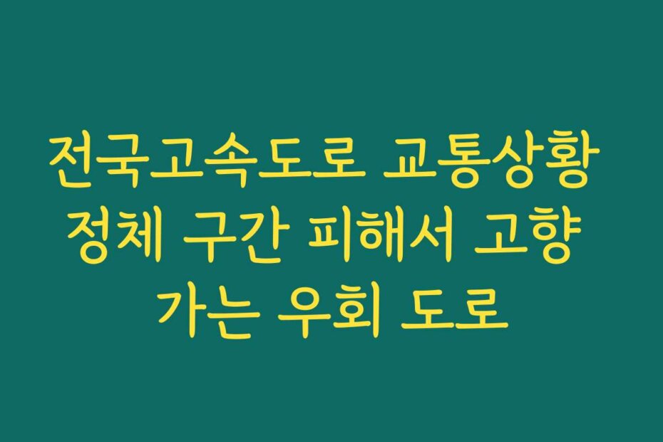 전국고속도로 교통상황 정체 구간 피해서 고향 가는 우회 도로