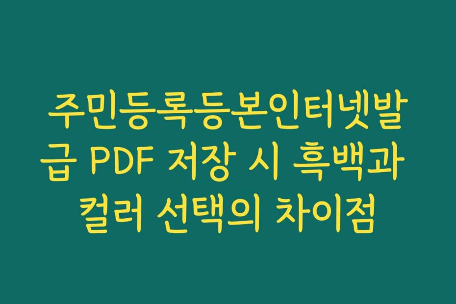 주민등록등본인터넷발급 PDF 저장 시 흑백과 컬러 선택의 차이점