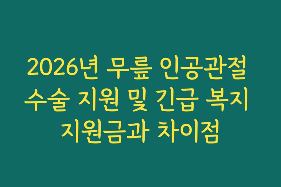 2026년 무릎 인공관절 수술 지원 및 긴급 복지 지원금과 차이점