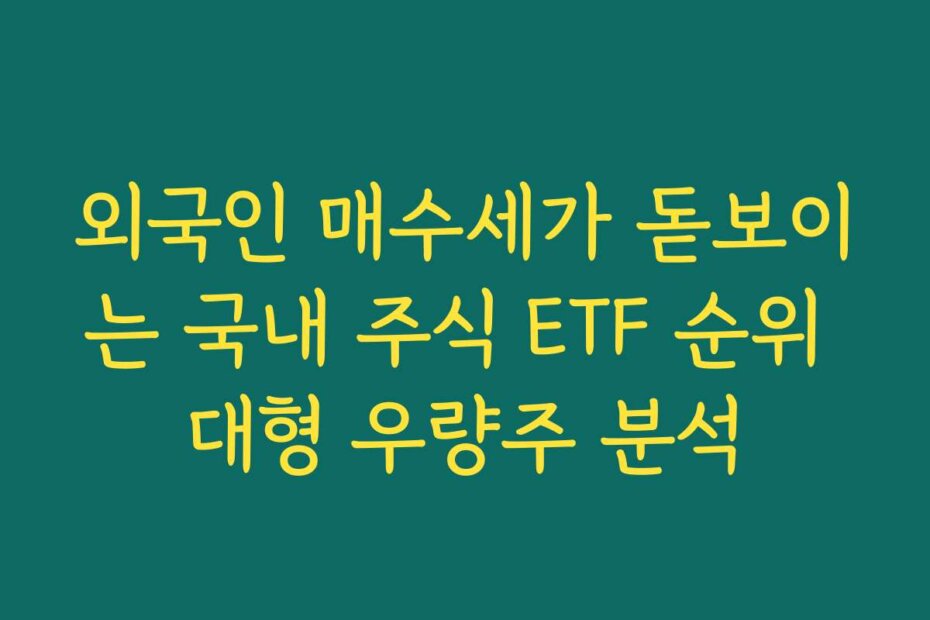 외국인 매수세가 돋보이는 국내 주식 ETF 순위 대형 우량주 분석