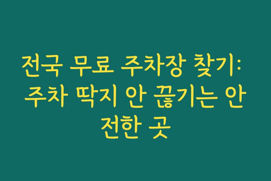 전국 무료 주차장 찾기: 주차 딱지 안 끊기는 안전한 곳