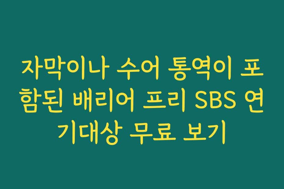 자막이나 수어 통역이 포함된 배리어 프리 SBS 연기대상 무료 보기