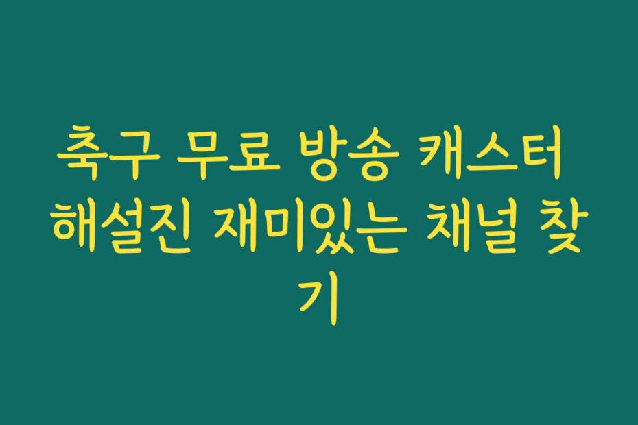 축구 무료 방송 캐스터 해설진 재미있는 채널 찾기