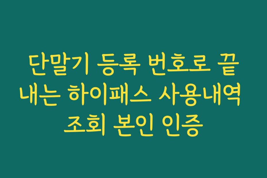 단말기 등록 번호로 끝내는 하이패스 사용내역 조회 본인 인증