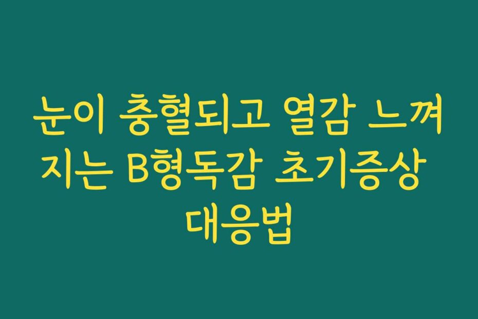 눈이 충혈되고 열감 느껴지는 B형독감 초기증상 대응법