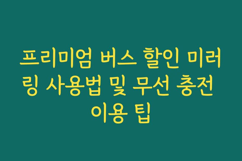 프리미엄 버스 할인 미러링 사용법 및 무선 충전 이용 팁