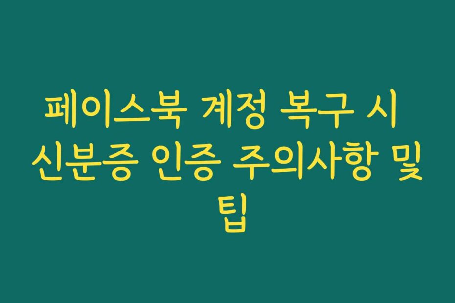 페이스북 계정 복구 시 신분증 인증 주의사항 및 팁