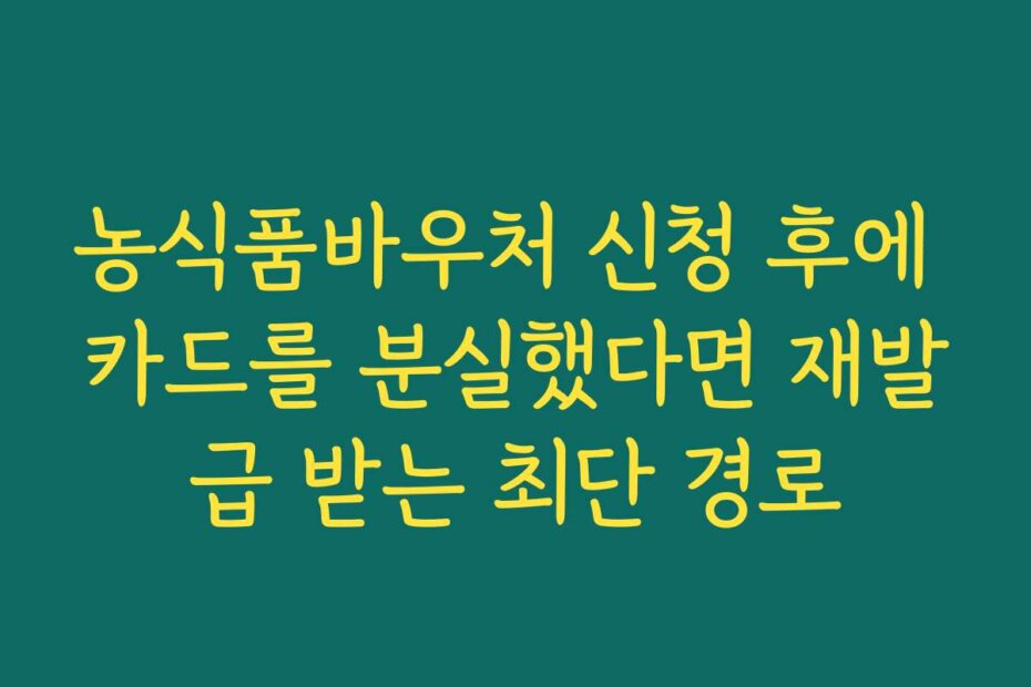 농식품바우처 신청 후에 카드를 분실했다면 재발급 받는 최단 경로