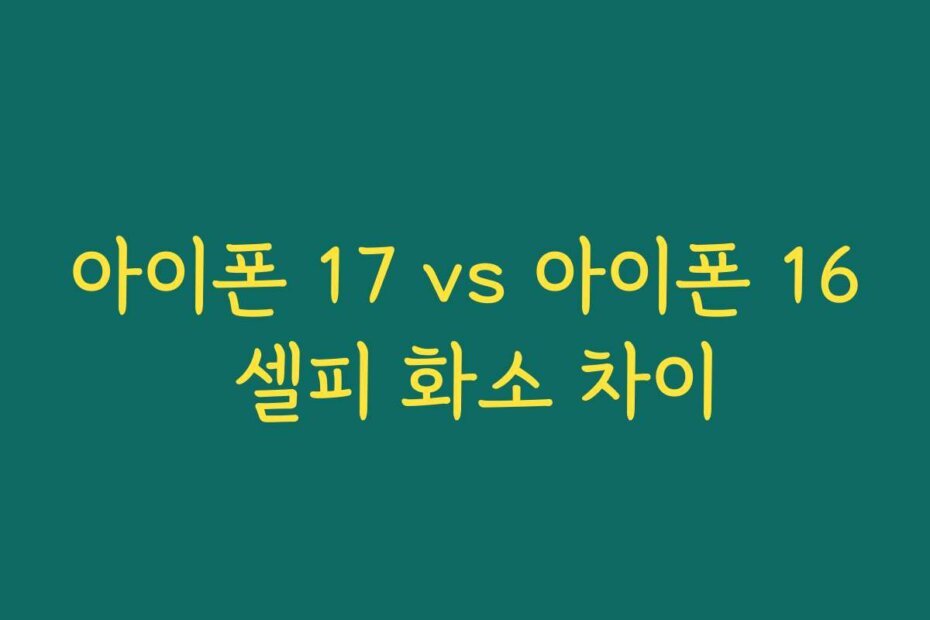 아이폰 17 vs 아이폰 16 셀피 화소 차이