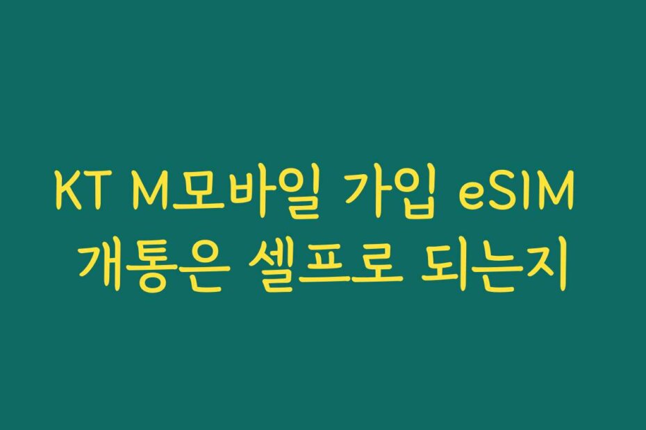 KT M모바일 가입 eSIM 개통은 셀프로 되는지