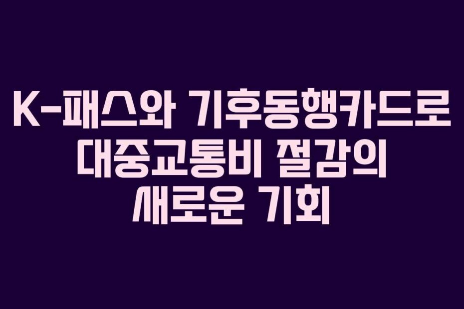K-패스와 기후동행카드로 대중교통비 절감의 새로운 기회