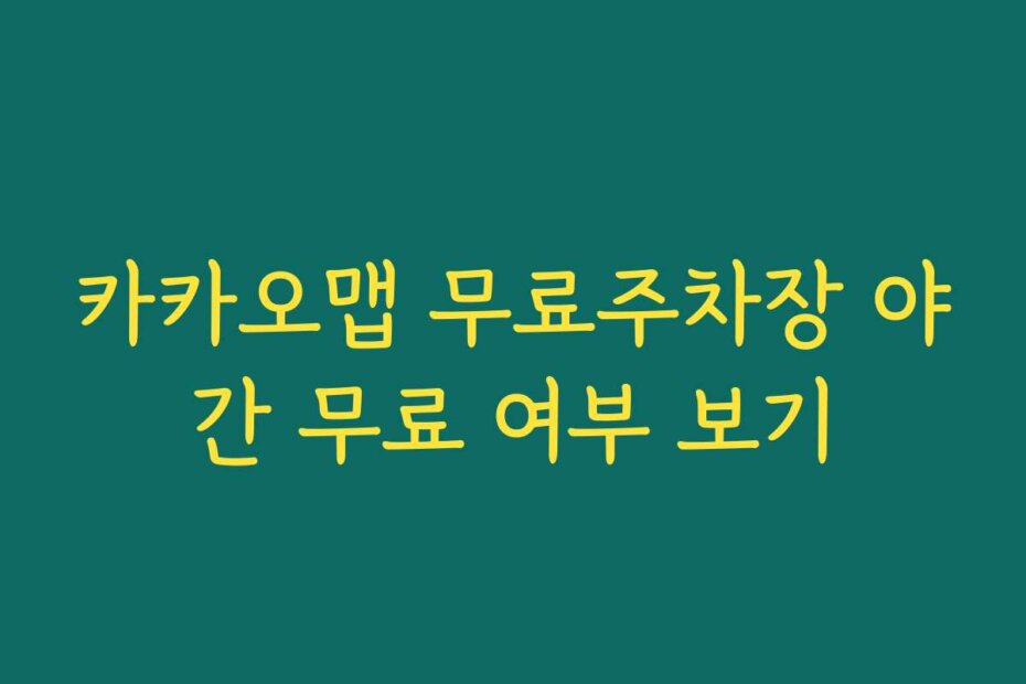 카카오맵 무료주차장 야간 무료 여부 보기