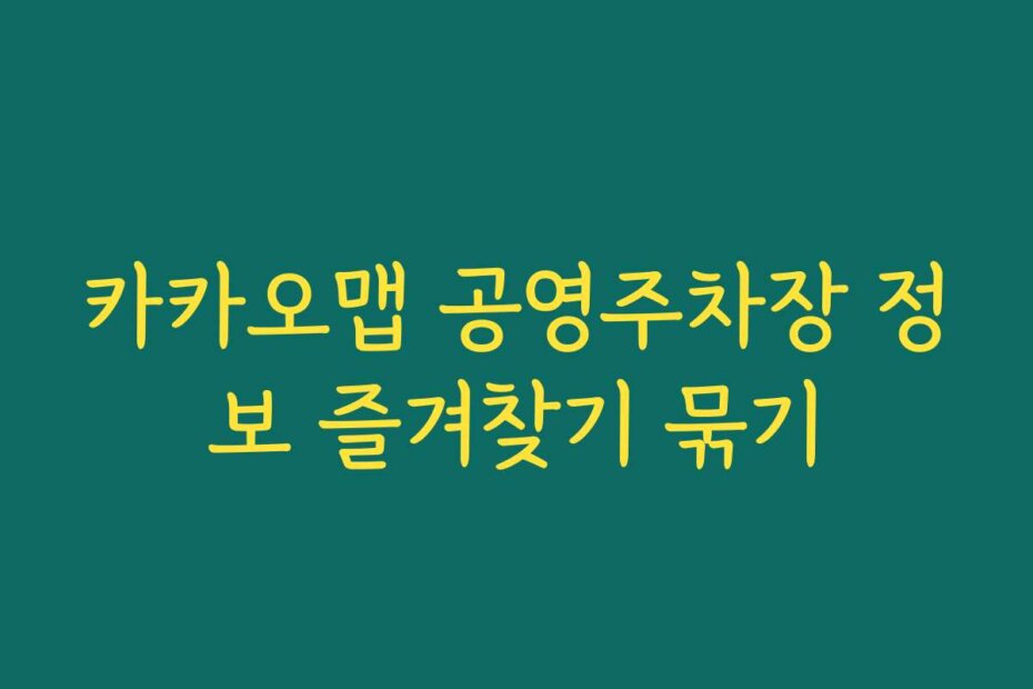 카카오맵 공영주차장 정보 즐겨찾기 묶기