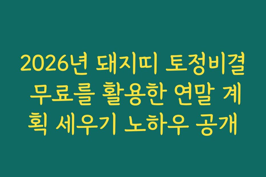 2026년 돼지띠 토정비결 무료를 활용한 연말 계획 세우기 노하우 공개