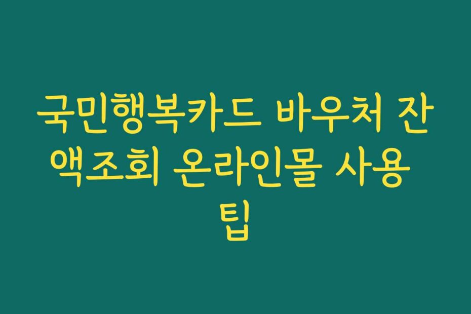 국민행복카드 바우처 잔액조회 온라인몰 사용 팁