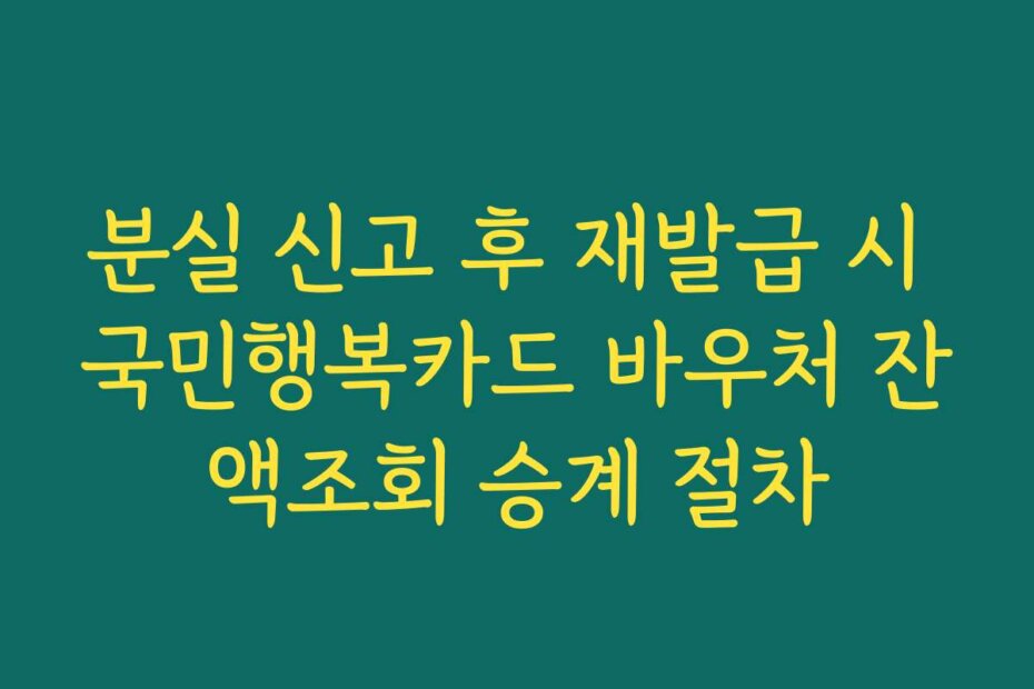 분실 신고 후 재발급 시 국민행복카드 바우처 잔액조회 승계 절차