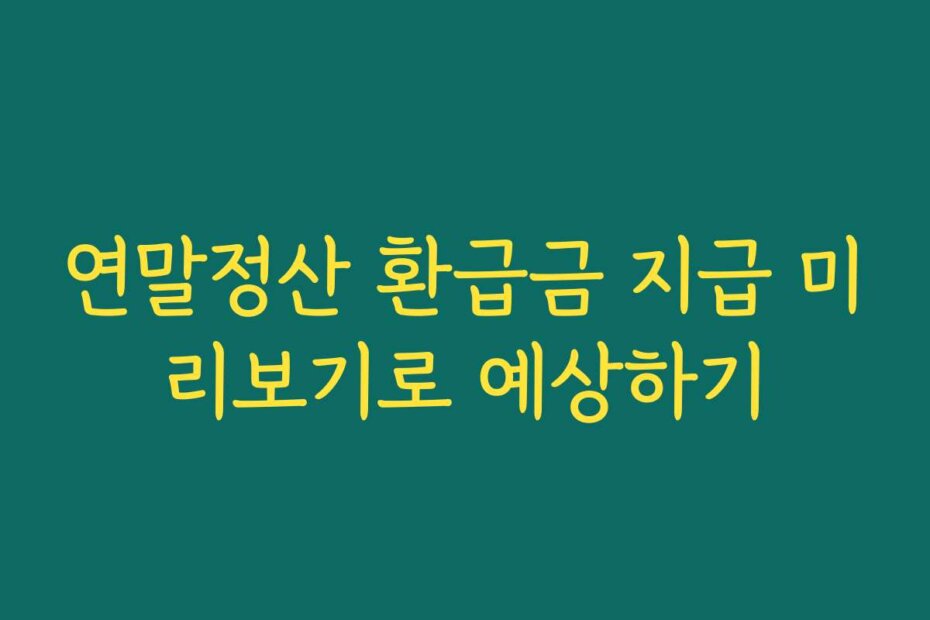연말정산 환급금 지급 미리보기로 예상하기