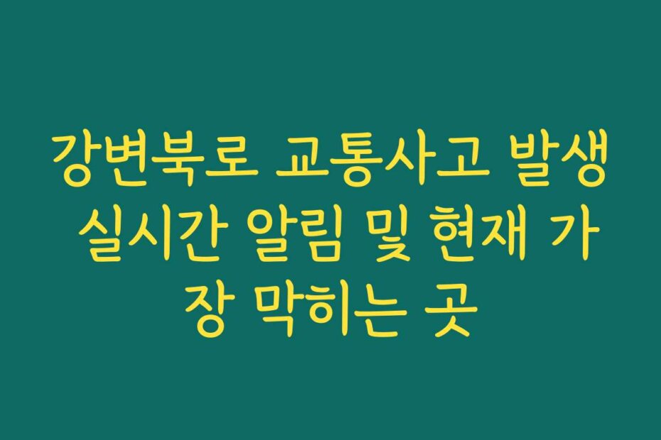 강변북로 교통사고 발생 실시간 알림 및 현재 가장 막히는 곳