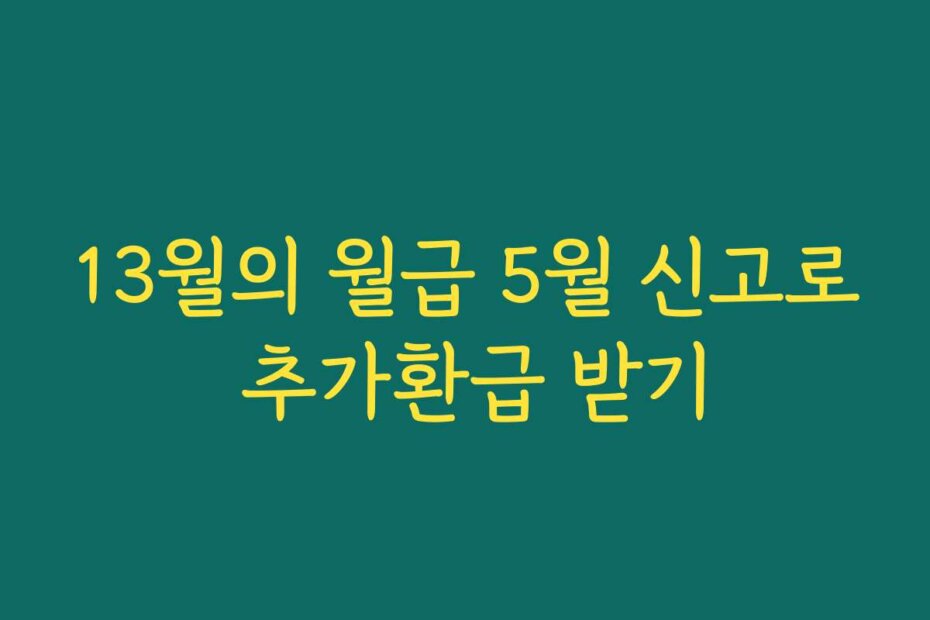 13월의 월급 5월 신고로 추가환급 받기