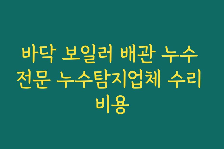 바닥 보일러 배관 누수 전문 누수탐지업체 수리 비용