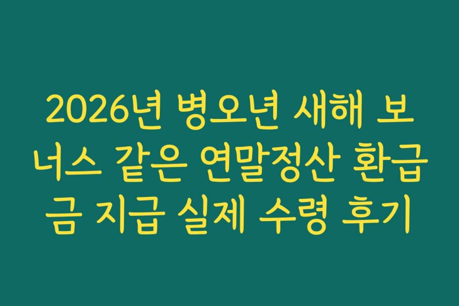 2026년 병오년 새해 보너스 같은 연말정산 환급금 지급 실제 수령 후기