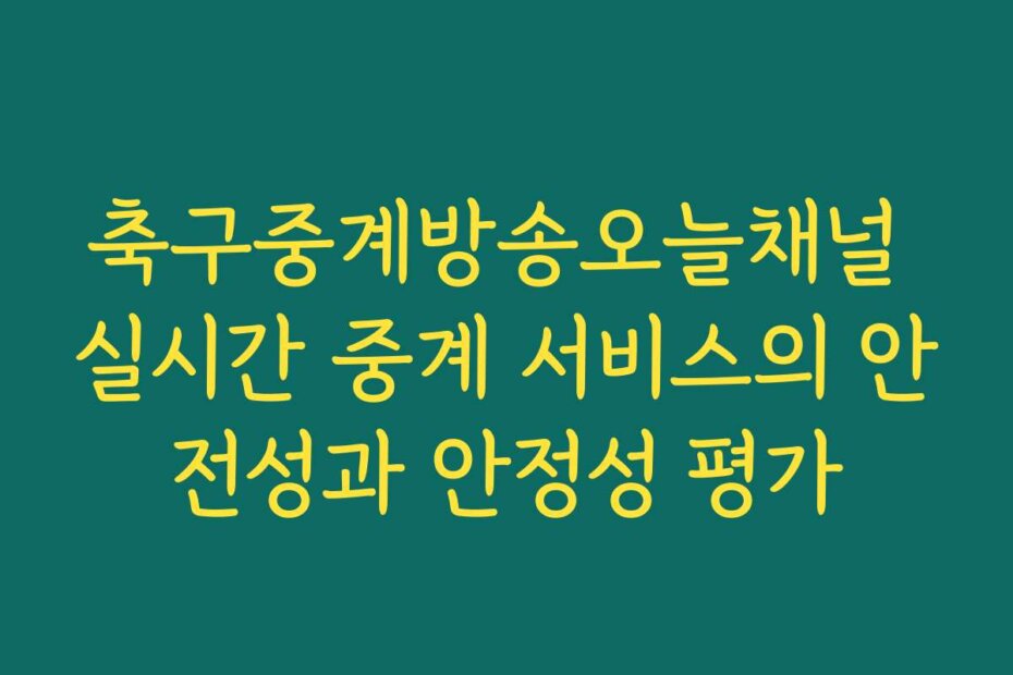 축구중계방송오늘채널 실시간 중계 서비스의 안전성과 안정성 평가