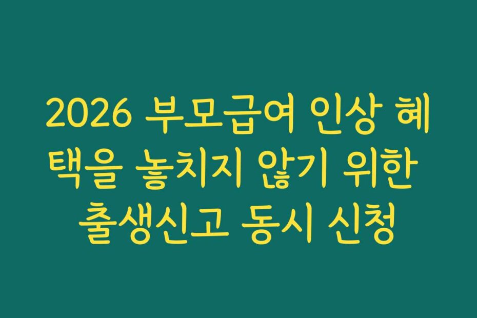 2026 부모급여 인상 혜택을 놓치지 않기 위한 출생신고 동시 신청