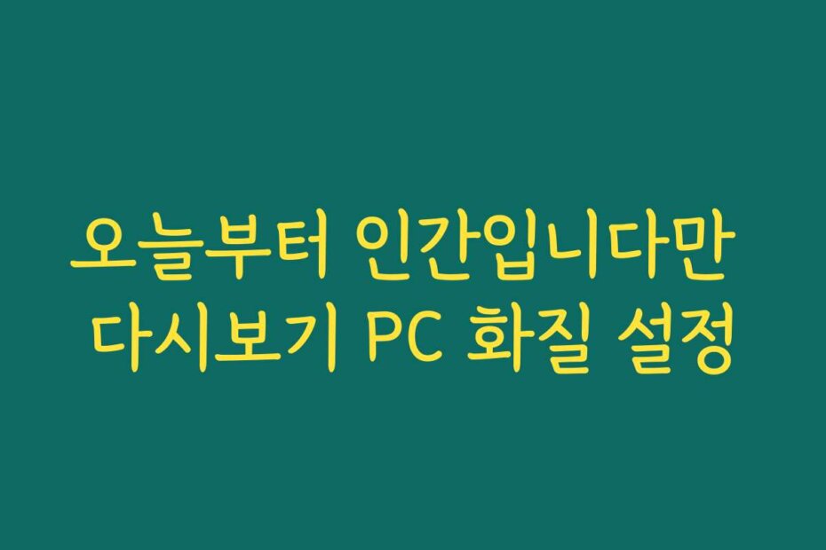 오늘부터 인간입니다만 다시보기 PC 화질 설정