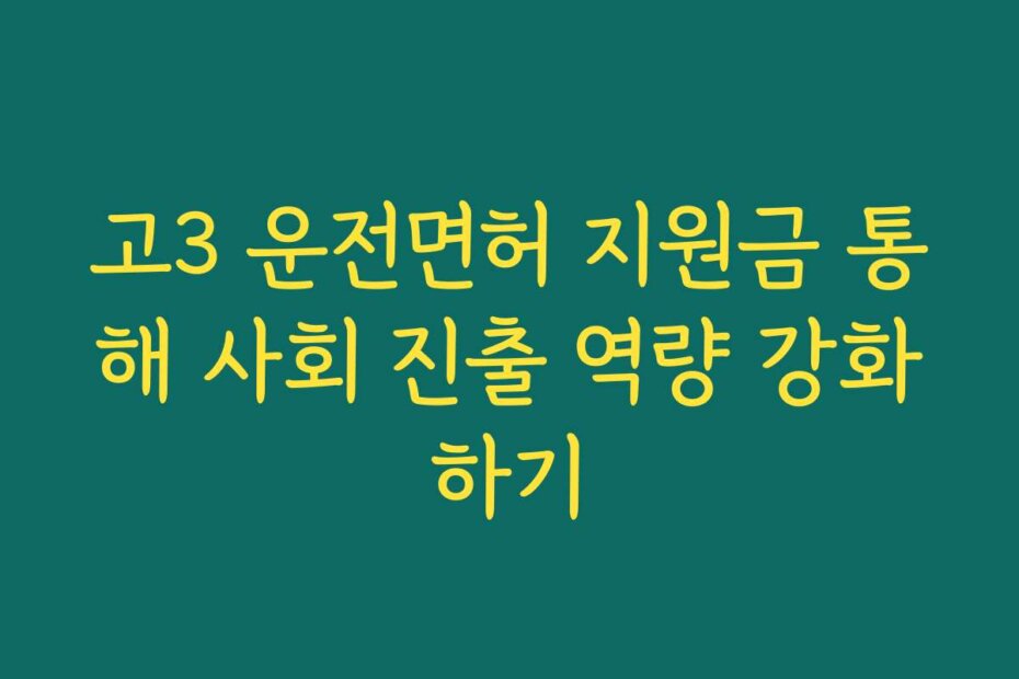 고3 운전면허 지원금 통해 사회 진출 역량 강화하기