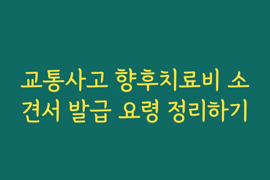 교통사고 향후치료비 소견서 발급 요령 정리하기