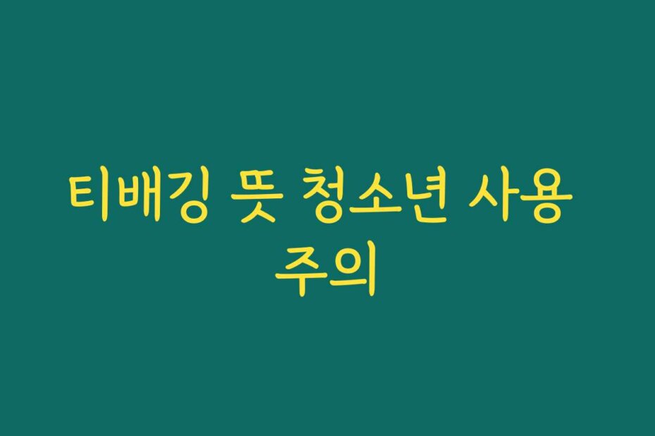티배깅 뜻 청소년 사용 주의