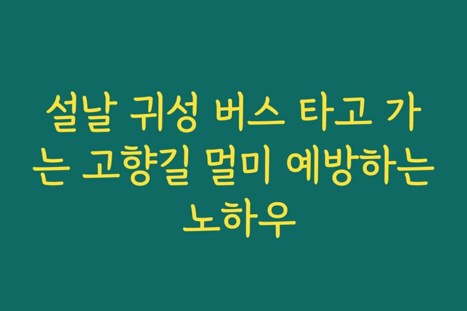 설날 귀성 버스 타고 가는 고향길 멀미 예방하는 노하우