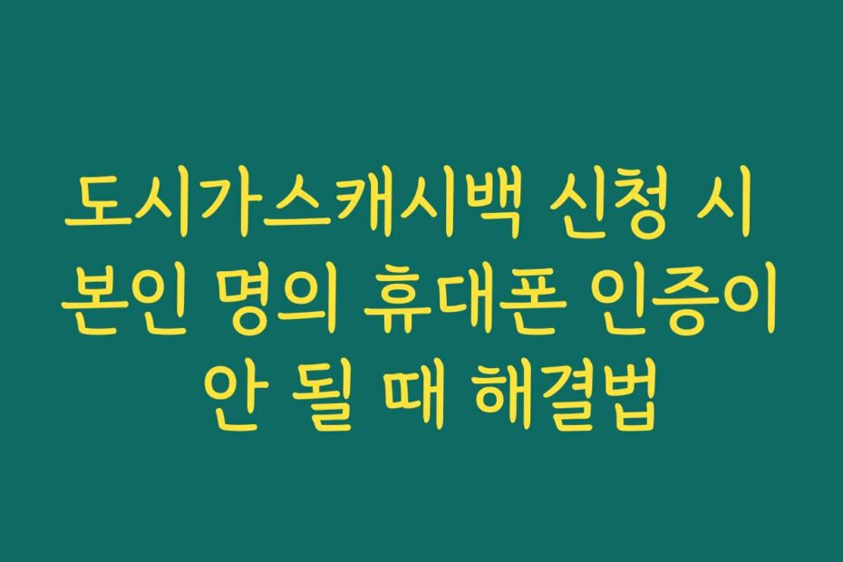 도시가스캐시백 신청 시 본인 명의 휴대폰 인증이 안 될 때 해결법
