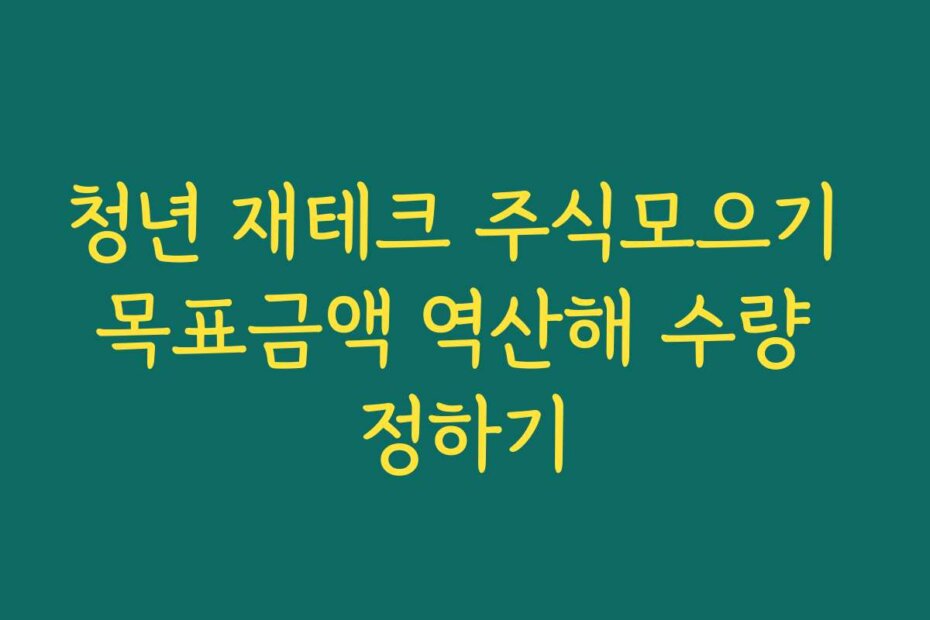 청년 재테크 주식모으기 목표금액 역산해 수량 정하기