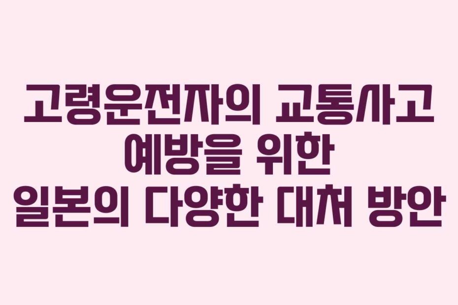 고령운전자의 교통사고 예방을 위한 일본의 다양한 대처 방안