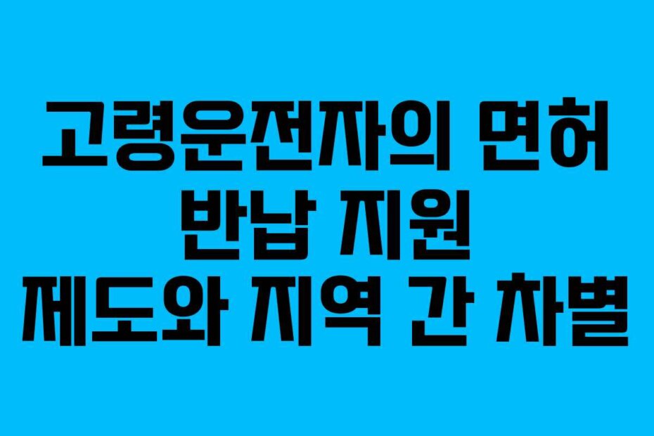 고령운전자의 면허 반납 지원 제도와 지역 간 차별