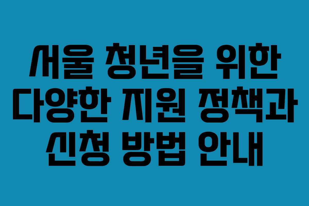 서울 청년을 위한 다양한 지원 정책과 신청 방법 안내