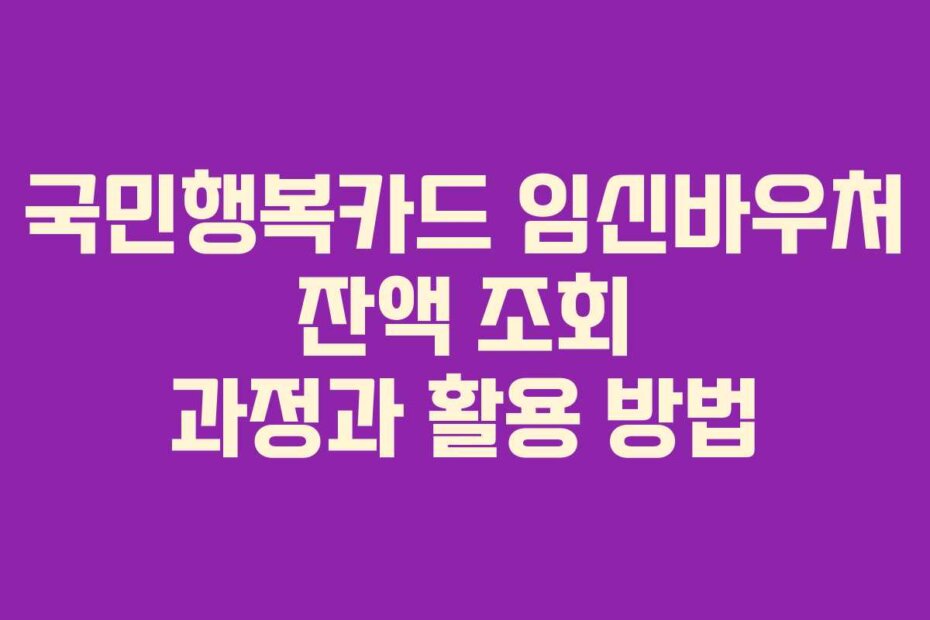 국민행복카드 임신바우처 잔액 조회 과정과 활용 방법