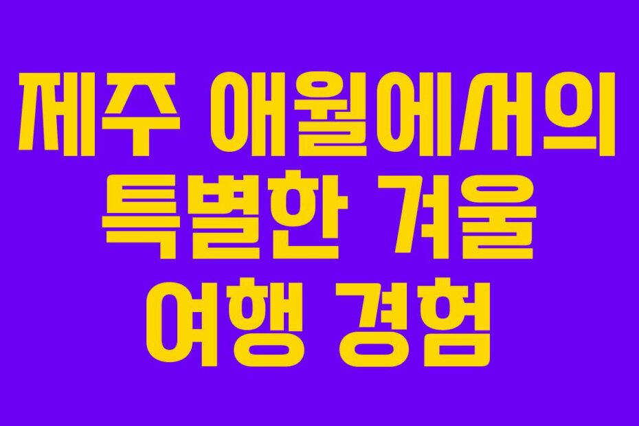 제주 애월에서의 특별한 겨울 여행 경험