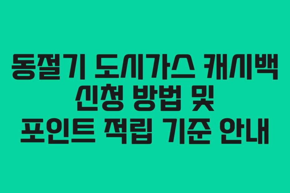 동절기 도시가스 캐시백 신청 방법 및 포인트 적립 기준 안내