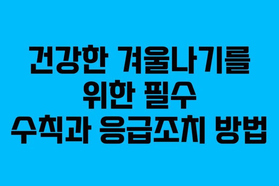 건강한 겨울나기를 위한 필수 수칙과 응급조치 방법
