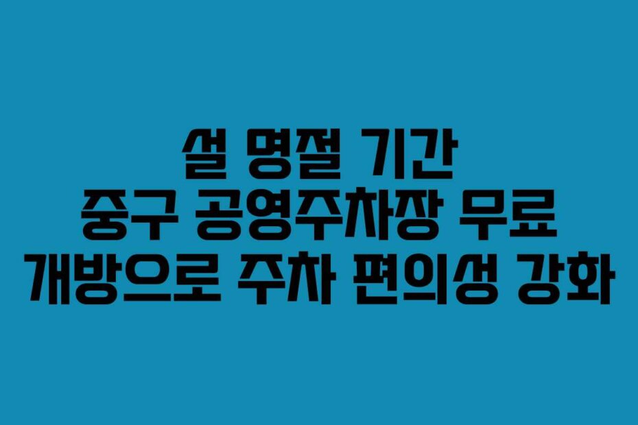 설 명절 기간 중구 공영주차장 무료 개방으로 주차 편의성 강화